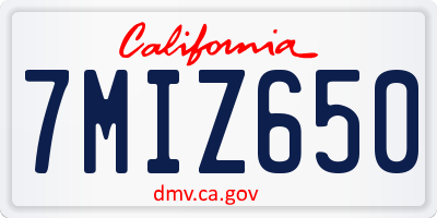 CA license plate 7MIZ650