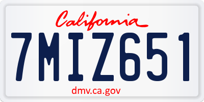 CA license plate 7MIZ651