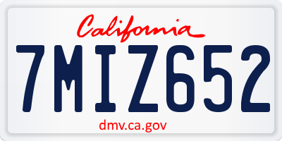 CA license plate 7MIZ652