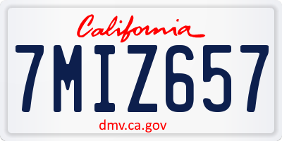 CA license plate 7MIZ657