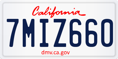 CA license plate 7MIZ660