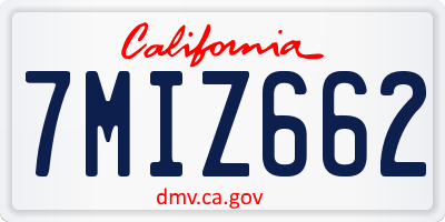 CA license plate 7MIZ662