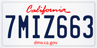 CA license plate 7MIZ663