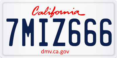 CA license plate 7MIZ666