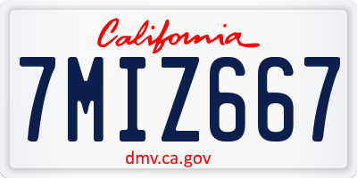 CA license plate 7MIZ667