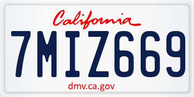 CA license plate 7MIZ669