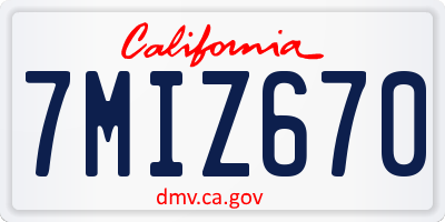 CA license plate 7MIZ670
