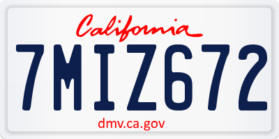 CA license plate 7MIZ672