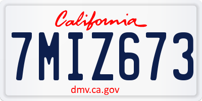 CA license plate 7MIZ673