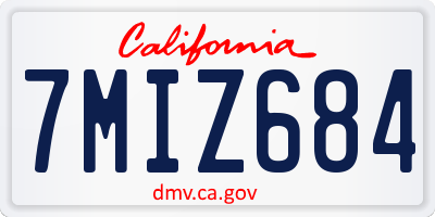 CA license plate 7MIZ684