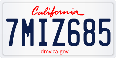 CA license plate 7MIZ685