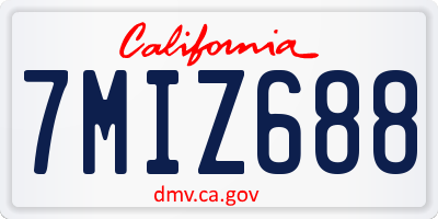 CA license plate 7MIZ688