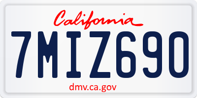CA license plate 7MIZ690