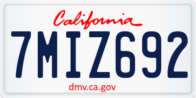 CA license plate 7MIZ692