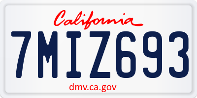 CA license plate 7MIZ693