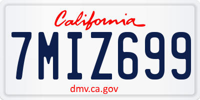 CA license plate 7MIZ699