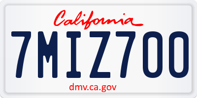 CA license plate 7MIZ700