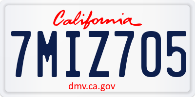 CA license plate 7MIZ705