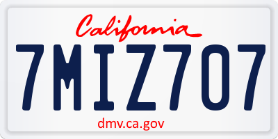 CA license plate 7MIZ707