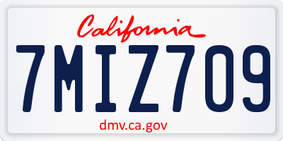 CA license plate 7MIZ709