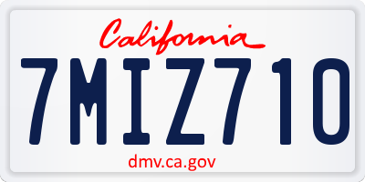 CA license plate 7MIZ710