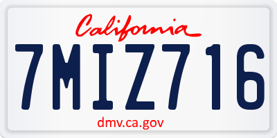 CA license plate 7MIZ716