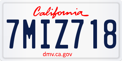 CA license plate 7MIZ718