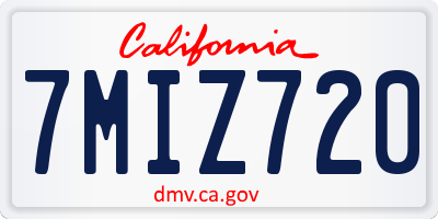 CA license plate 7MIZ720