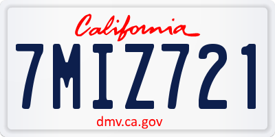 CA license plate 7MIZ721
