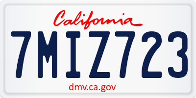 CA license plate 7MIZ723