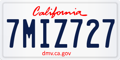 CA license plate 7MIZ727