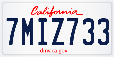 CA license plate 7MIZ733