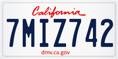 CA license plate 7MIZ742