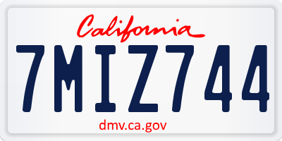 CA license plate 7MIZ744