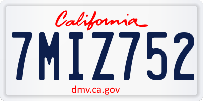 CA license plate 7MIZ752