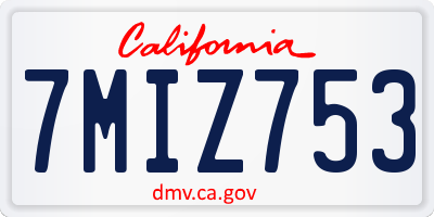 CA license plate 7MIZ753