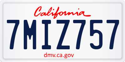 CA license plate 7MIZ757