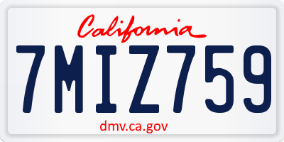 CA license plate 7MIZ759