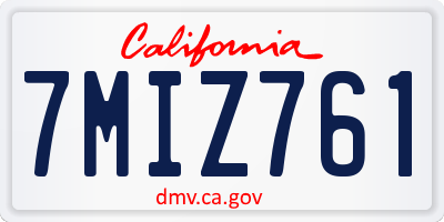 CA license plate 7MIZ761