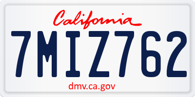 CA license plate 7MIZ762