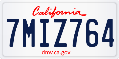 CA license plate 7MIZ764