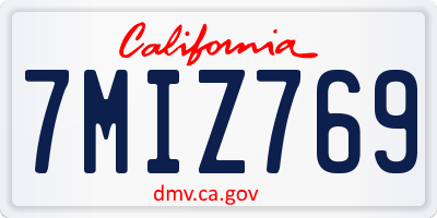 CA license plate 7MIZ769