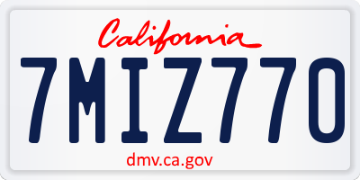CA license plate 7MIZ770