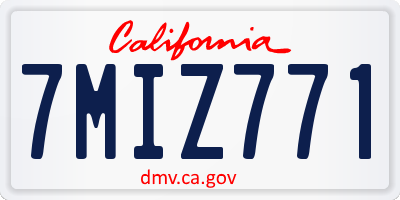 CA license plate 7MIZ771