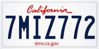 CA license plate 7MIZ772