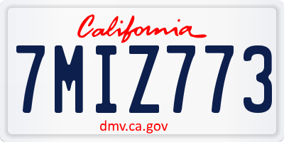 CA license plate 7MIZ773