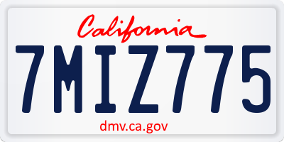 CA license plate 7MIZ775