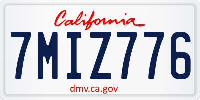 CA license plate 7MIZ776