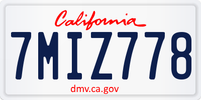 CA license plate 7MIZ778