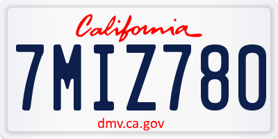 CA license plate 7MIZ780
